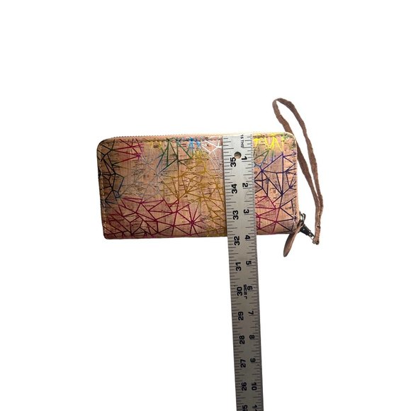 Tan & Neon Colored, Cork, Zip Around Wallet/Wristlet - Picture 6 of 7